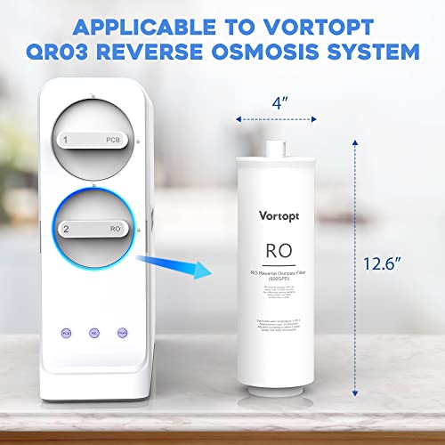 Vortopt QR03 Reverse Osmosis System RO Replacement Filter Cartridge, 24 to 36 Month Lifetime, 600GPD, QR03-RO