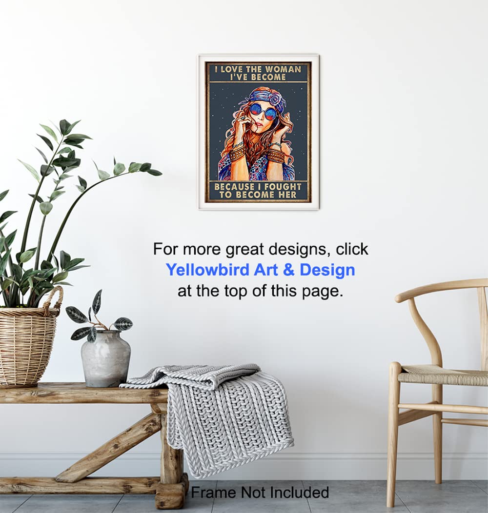 Inspirational Motivational Poster Wall Art & Decor - 8x10 Boho Wall Decor - Hippie Room Decor - Positive Quotes Sayings - Encouragement Gifts for Women - Bohemian Girls Bedroom Living Room Home Office