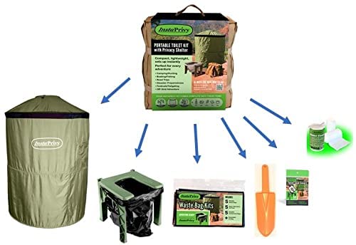 InstaPrivy Complete Portable Toilet Kit! Super Compact and Lightweight (just 7lbs). Simple set up takes just a few seconds so you will use it all the time. Perfect for all outdoor adventures!