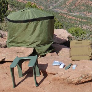 InstaPrivy Complete Portable Toilet Kit! Super Compact and Lightweight (just 7lbs). Simple set up takes just a few seconds so you will use it all the time. Perfect for all outdoor adventures!