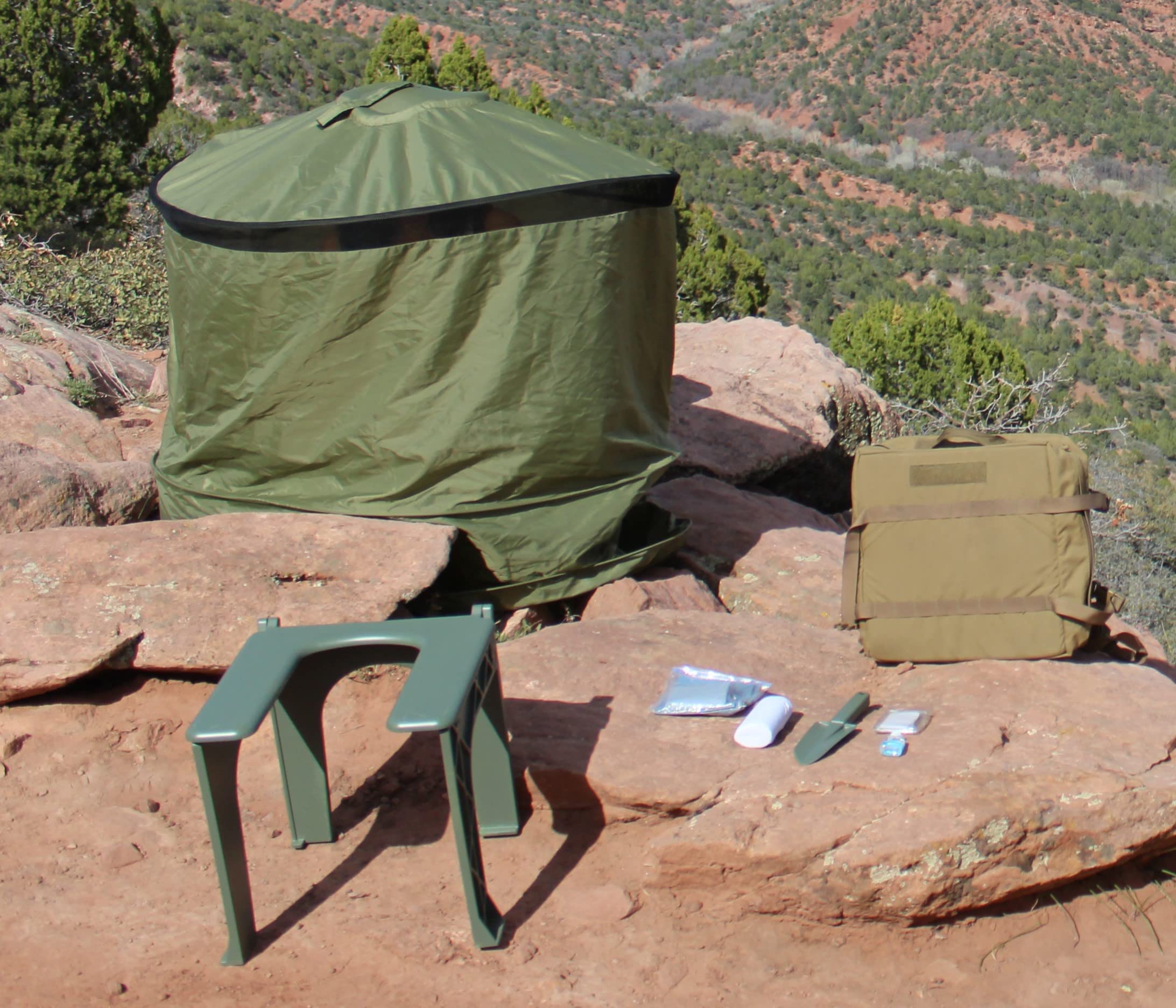 InstaPrivy Complete Portable Toilet Kit! Super Compact and Lightweight (just 7lbs). Simple set up takes just a few seconds so you will use it all the time. Perfect for all outdoor adventures!