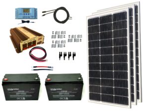 windynation 300 watt monocrystalline solar panel kit + 1500w vertamax power inverter + 200ah agm deep cycle battery for rv, boat, off-grid 12 volt battery systems
