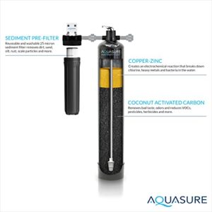 Aquasure Fortitude Pro Series High Performance Whole House 1.5 CF KDF/GAC Mix Media Water Treatment System with 20" Pleated Sediment Water Filter