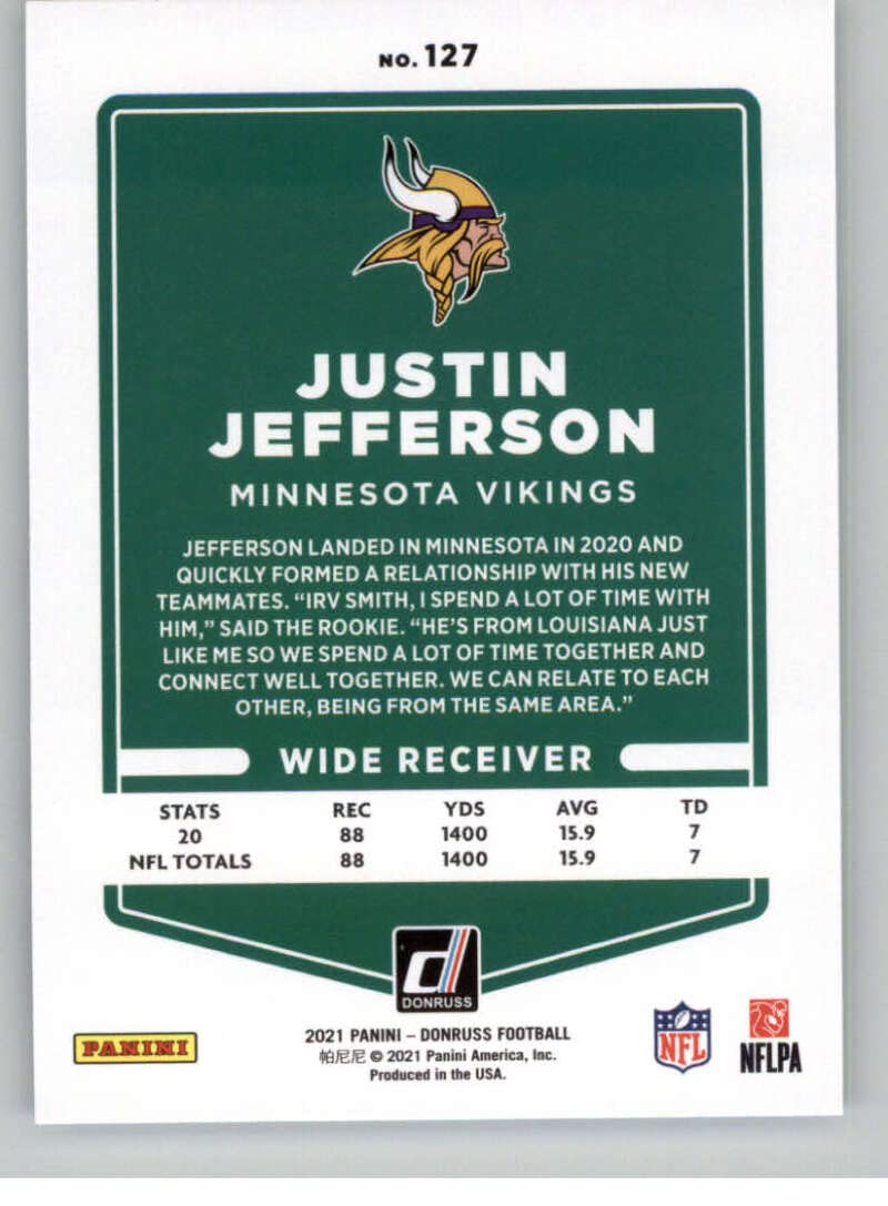 2021 Donruss #127 Justin Jefferson Minnesota Vikings NFL Football Card NM-MT