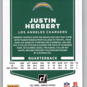 2021 Donruss #70 Justin Herbert Los Angeles Chargers NFL Football Card NM-MT