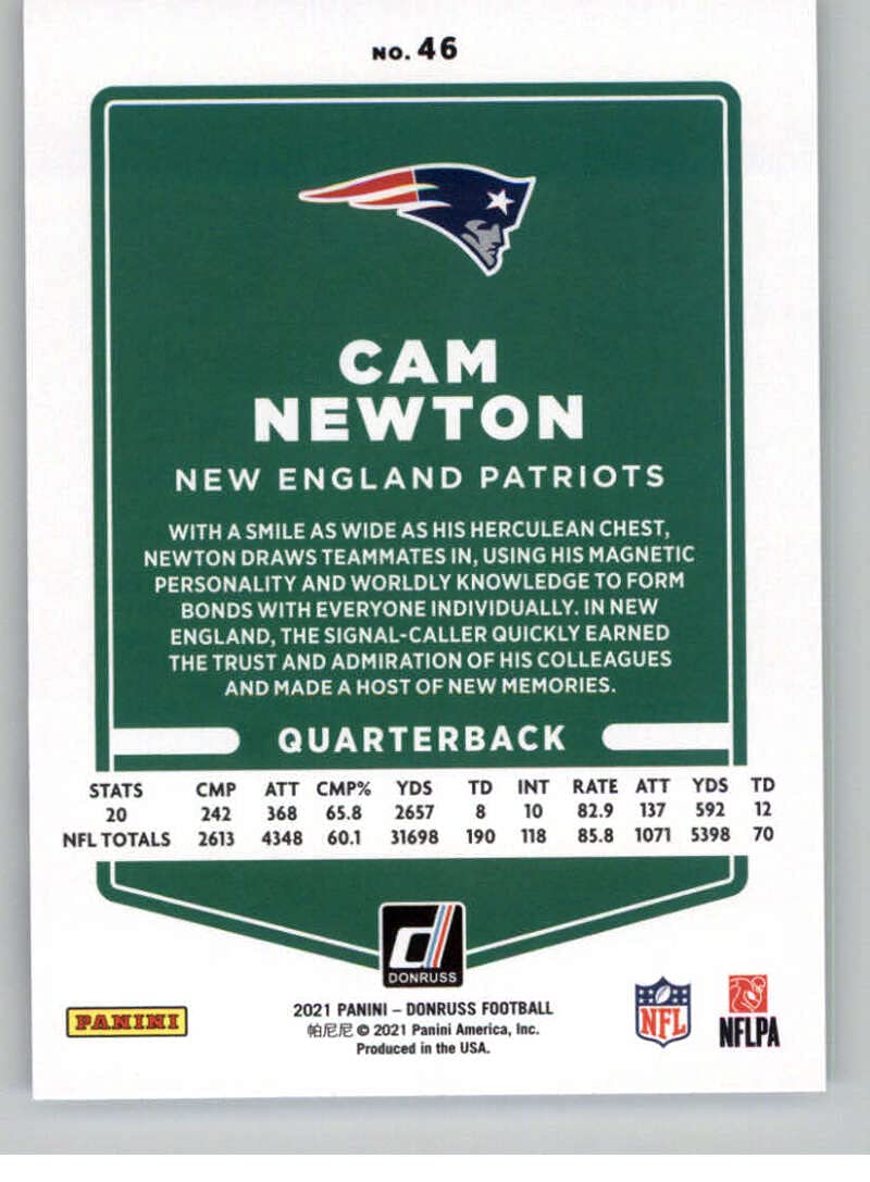 2021 Donruss #46 Cam Newton New England Patriots NFL Football Card NM-MT