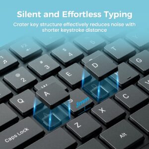 Lovaky MK98 Wireless Keyboard, 2.4G Ergonomic, Computer Keyboard, Enlarged Indicator Light, Full Size PC Keyboard with Numeric Keypad for Laptop, Desktop, Surface, Chromebook, Notebook, Black