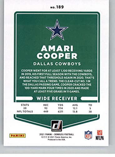 2021 Donruss #189 Amari Cooper Dallas Cowboys NFL Football Card NM-MT