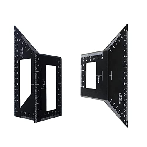 JUSTHENGGUANG Vernier Caliper Set of 2 Saddle Layout Square Gauge, 45/45 Degree 90/45 Degree Square Layout Miter Angle Measuring Ruler (Color : Black)