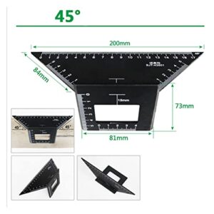 JUSTHENGGUANG Vernier Caliper Set of 2 Saddle Layout Square Gauge, 45/45 Degree 90/45 Degree Square Layout Miter Angle Measuring Ruler (Color : Black)