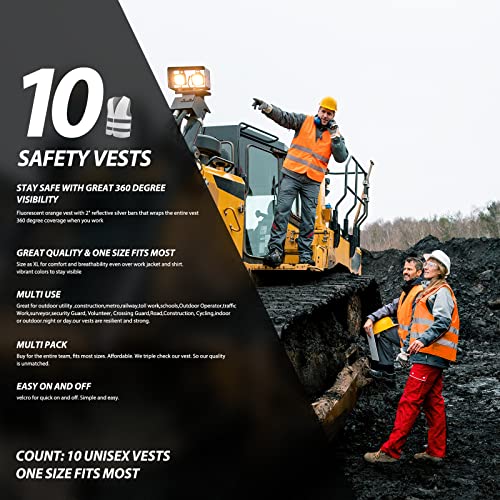 SIFE Stay Safe and Visible with our 10-Pack of Reflective Safety Vests - Unisex Design