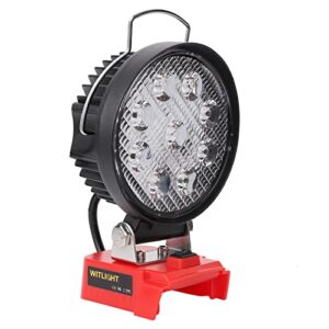witlight cordless led light for milwaukee 18v battery (battery not included) led work light with type-c quick charging wide beam flood light with low voltage protection