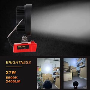 WITLIGHT Cordless LED Light for Milwaukee 18v Battery (Battery NOT Included) LED Work Light with Type-C Quick Charging Wide Beam Flood Light with Low Voltage Protection