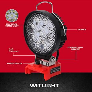 WITLIGHT Cordless LED Light for Milwaukee 18v Battery (Battery NOT Included) LED Work Light with Type-C Quick Charging Wide Beam Flood Light with Low Voltage Protection