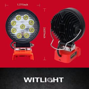 WITLIGHT Cordless LED Light for Milwaukee 18v Battery (Battery NOT Included) LED Work Light with Type-C Quick Charging Wide Beam Flood Light with Low Voltage Protection