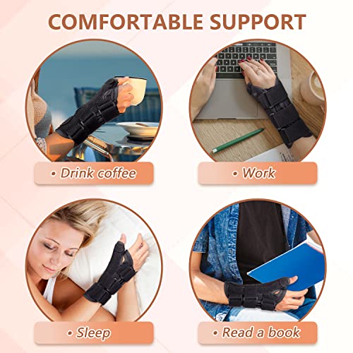 Thumb Spica Splint & Wrist Brace, Adjustable Carpal Tunnel Wrist Brace Support, Night Sleep Wrist & Thumb Stabilizer for De Quervain's Tenosynovitis, Tendonitis, Arthritis, Sprain, Fits Women and Man