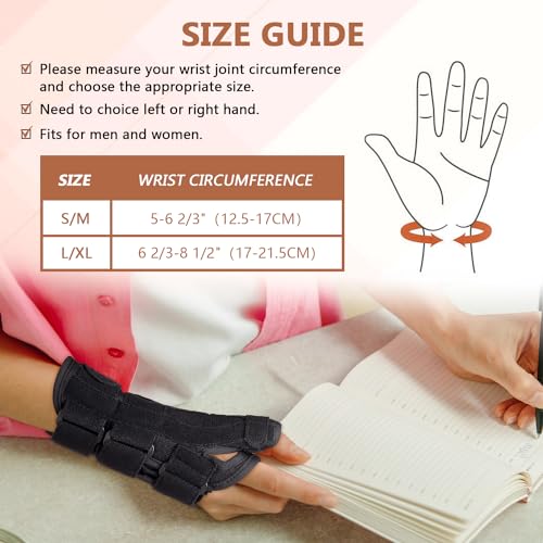 Thumb Spica Splint & Wrist Brace, Adjustable Carpal Tunnel Wrist Brace Support, Night Sleep Wrist & Thumb Stabilizer for De Quervain's Tenosynovitis, Tendonitis, Arthritis, Sprain, Fits Women and Man