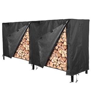 tlgreen outdoor log rack cover, 8ft 600d waterproof, firewood rack cover with straps and air vents, 96l24w42h inches, fit for 8ft log rack，black