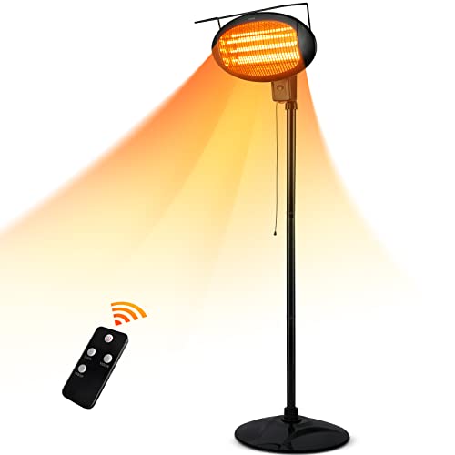 Patio Heater Electric Infrared Heater 1500W with 3 Modes Fast Heating with Tip-Over Overheat Protection for Garage, Backyard, Camping, Balcony use