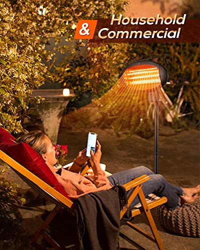 Patio Heater Electric Infrared Heater 1500W with 3 Modes Fast Heating with Tip-Over Overheat Protection for Garage, Backyard, Camping, Balcony use