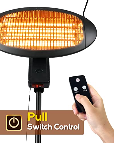 Patio Heater Electric Infrared Heater 1500W with 3 Modes Fast Heating with Tip-Over Overheat Protection for Garage, Backyard, Camping, Balcony use