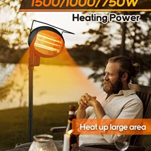 Patio Heater Electric Infrared Heater 1500W with 3 Modes Fast Heating with Tip-Over Overheat Protection for Garage, Backyard, Camping, Balcony use