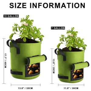 Suntee 4 Pack Potato Grow Bags 10 Gallon with Flap, Plant Grow Bags Heavy Duty Nonwoven Fabric Planter Bags Garden Vegetable Planting Pots Grow Bags for Growing Potatoes, Tomato and Fruits Outdoor