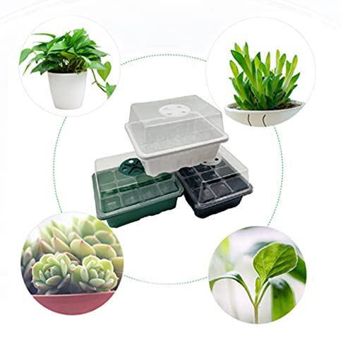 AOSANT 10 Packs Seed Starter Trays Seedling Tray, Humidity Adjustable Kit with Dome and Base Greenhouse Grow Trays Mini Propagator for Seeds Growing Starting(5 Green & 5 Black)