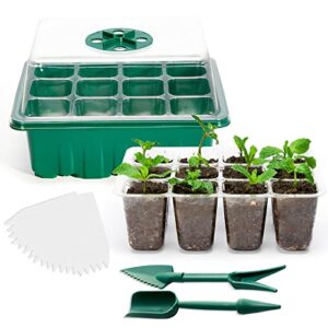 AOSANT 10 Packs Seed Starter Trays Seedling Tray, Humidity Adjustable Kit with Dome and Base Greenhouse Grow Trays Mini Propagator for Seeds Growing Starting(5 Green & 5 Black)