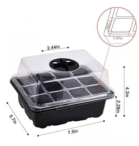 AOSANT 10 Packs Seed Starter Trays Seedling Tray, Humidity Adjustable Kit with Dome and Base Greenhouse Grow Trays Mini Propagator for Seeds Growing Starting(5 Green & 5 Black)