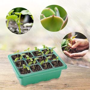 AOSANT 10 Packs Seed Starter Trays Seedling Tray, Humidity Adjustable Kit with Dome and Base Greenhouse Grow Trays Mini Propagator for Seeds Growing Starting(5 Green & 5 Black)