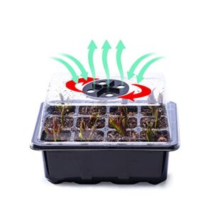 AOSANT 10 Packs Seed Starter Trays Seedling Tray, Humidity Adjustable Kit with Dome and Base Greenhouse Grow Trays Mini Propagator for Seeds Growing Starting(5 Green & 5 Black)