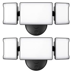 olafus 60w flood lights outdoor 2 pack, switch controlled led security lights 6000lm, 6500k outside floodlight, ip65 waterproof exterior light fixture for house, yard, garage, wall/eave mount black