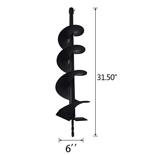 mitoharet 6Inch Auger Drill Bit, Planting Garden Auger Planter Garden Drill Bit Post Hole Rapid Planter Compatible Auger Machine Head with 3/4In Shaft