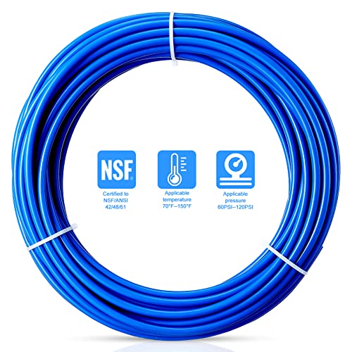 PURENAT 30FT 1/4 Inch O.D.RO Water Tubing,NSF Certified Pipe for RO(Reverse Osmosis) Water Purifier Filter System,BPA free Flexible Plastic Hose(blue)