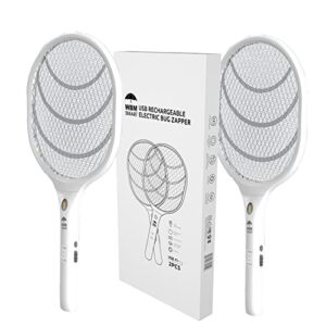 wbm smart bug zapper, rechargeable electric fly swatter racket, large-2pk