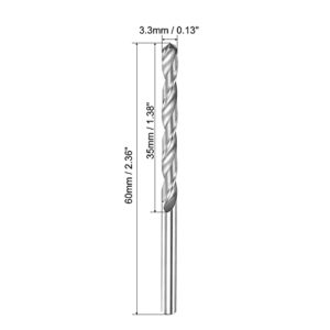 uxcell Carbide Twist Drill Bits 3.3mm, Metric Spiral Flutes Straight Shank Tungsten Steel Drilling Tool for Stainless Steel Alloy Metal