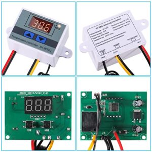 Alinan 4pcs 12V 10A 120W XH-W3001 Digital LED Temperature Controller Mini Thermostat Switch with Waterproof NTC 10K Thermistor Sensor Probe, -50℃ to 110℃ Heating/Cooling Temperature Control