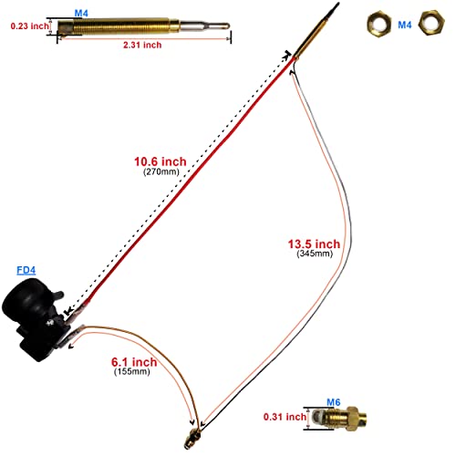 Gas Patio Heater Thermocoupler and Anti Tilt Dump Switch Control Safety Kit for Patio & Outdoor Heater Accessories