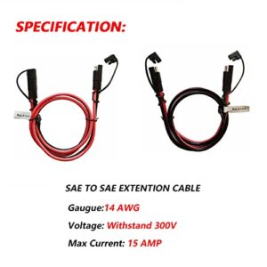Magiktech 1.6/3.3/6.5/13/25 FT SAE to SAE Extension Cable 14AWG,SAE Adapter Cable,SAE Ports Wire for Solar Panel Battery Automotive RV Camp Trailer Tractor (1.6FT/0.5M)