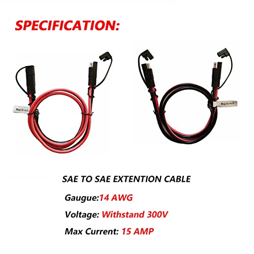 Magiktech 1.6/3.3/6.5/13/25 FT SAE to SAE Extension Cable 14AWG,SAE Adapter Cable,SAE Ports Wire for Solar Panel Battery Automotive RV Camp Trailer Tractor (1.6FT/0.5M)