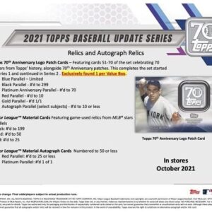 2021 Topps Update Baseball Hanger Box (67 Cards Per Box)