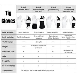Intra-FIT Electric TIG Welding Gloves, Heat Resistant & Durability, Top Premium Grain Goat Skin with Cowsplit Long Cuff for Welder