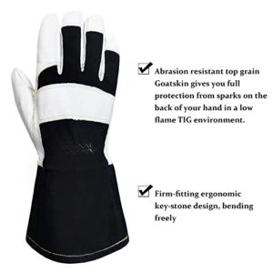 Intra-FIT Electric TIG Welding Gloves, Heat Resistant & Durability, Top Premium Grain Goat Skin with Cowsplit Long Cuff for Welder