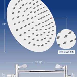 8'' Rain Shower Head with 11'' Adjustable Extension Arm - Eolax High Pressure Rainfall Showerhead Solve Low Water Pressure and Flow - Bathroom Fixed Shower Heads Made of 304 Stainless Steel - Chrome