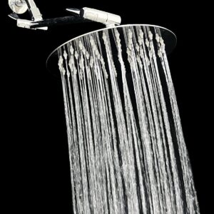 8'' Rain Shower Head with 11'' Adjustable Extension Arm - Eolax High Pressure Rainfall Showerhead Solve Low Water Pressure and Flow - Bathroom Fixed Shower Heads Made of 304 Stainless Steel - Chrome