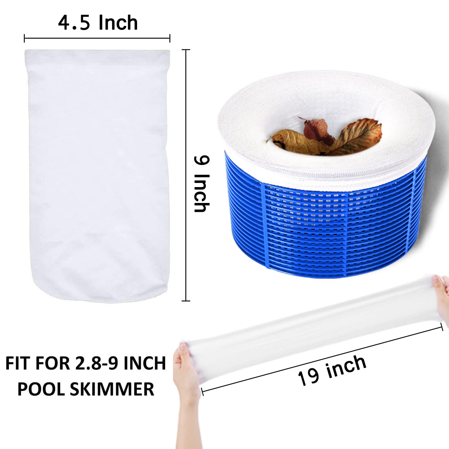 WISHDIAM 40 Pack Pool Skimmer Socks, Works Perfect with The Pool Skimmer for Inground and Above Ground Pool/Pool Skimmer Basket