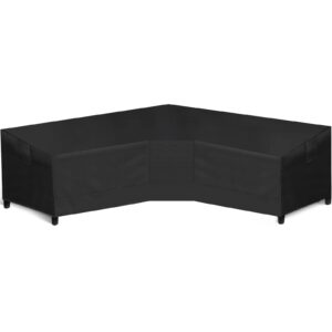 wleafj patio v-shaped sectional sofa cover waterproof, heavy duty outdoor sectional couch cover, lawn patio furniture cover with air vent 89" l (on each side) x 33.5" d x 31" h, black