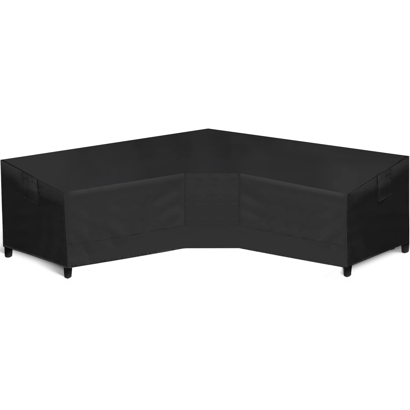 WLEAFJ Patio V-Shaped Sectional Sofa Cover Waterproof, Heavy Duty Outdoor Sectional Couch Cover, Lawn Patio Furniture Cover with Air Vent 89" L (on Each Side) x 33.5" D x 31" H, Black