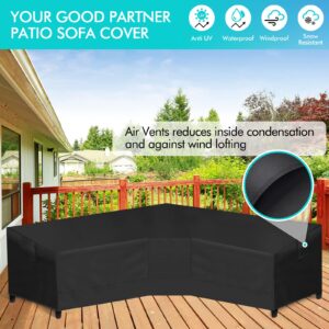 WLEAFJ Patio V-Shaped Sectional Sofa Cover Waterproof, Heavy Duty Outdoor Sectional Couch Cover, Lawn Patio Furniture Cover with Air Vent 89" L (on Each Side) x 33.5" D x 31" H, Black